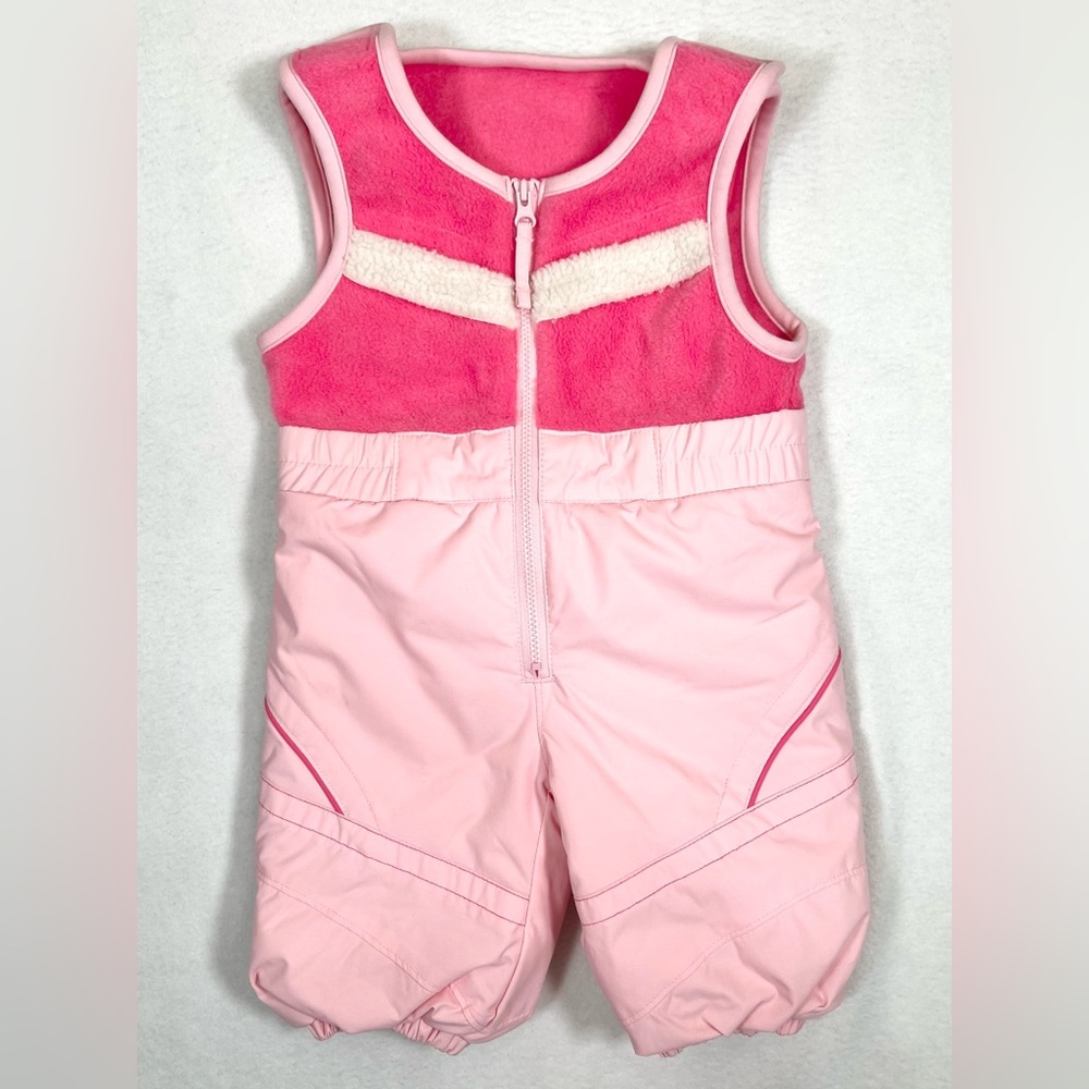 COLUMBIA Sportswear Infant Girl Pink Bib Overalls Snow Pants Fleece Size 6M